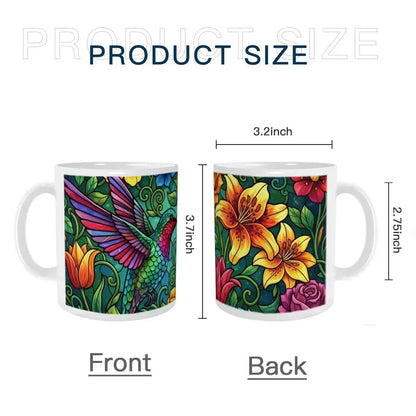 Hummingbird Colorful Mug: Stained Glass Design, Hot Chocolate, Coffee Mug, Tea Cup - Dream Dragons