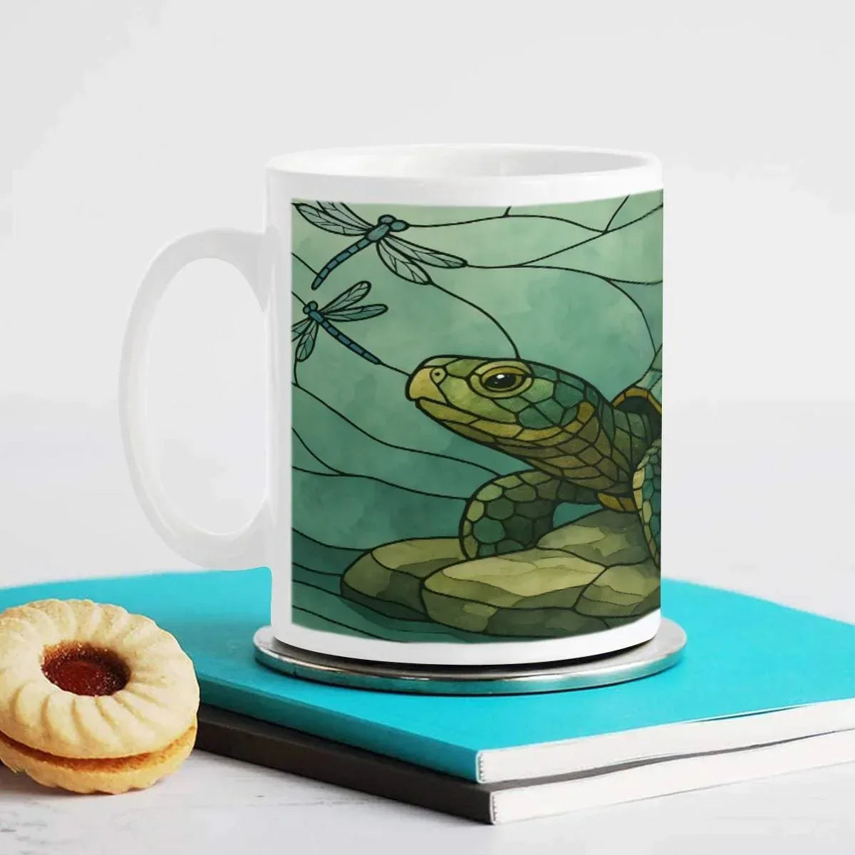 Stained Glass Sea Turtle Mug: Ocean Home Decor, Hot Chocolate, Coffee Mug, Tea Cup - Dream Dragons