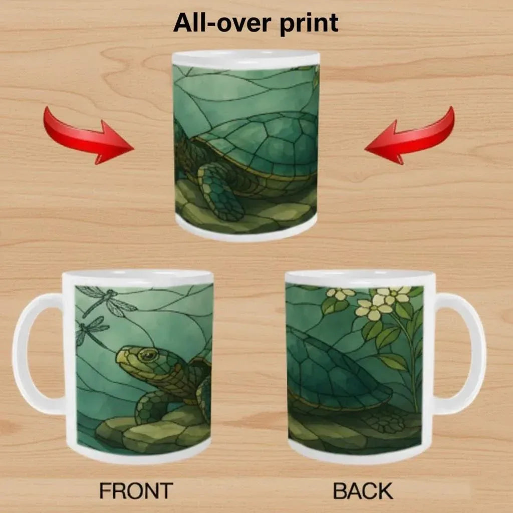 Stained Glass Sea Turtle Mug: Ocean Home Decor, Hot Chocolate, Coffee Mug, Tea Cup - Dream Dragons