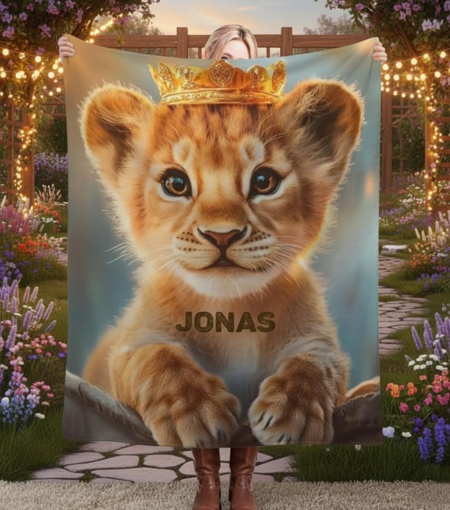 Customizable Lion King Baby Blanket: Simba Cub Keepsake Throw, Flannel Fleece Name Gift - Dream Dragons