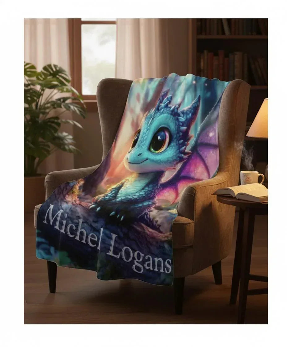 Personalized Dragon Blanket: Magical Flannel Fleece Throw, Super Soft Name Gift - Dream Dragons