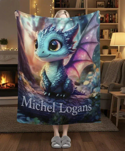 Personalized Dragon Blanket: Magical Flannel Fleece Throw, Super Soft Name Gift - Dream Dragons