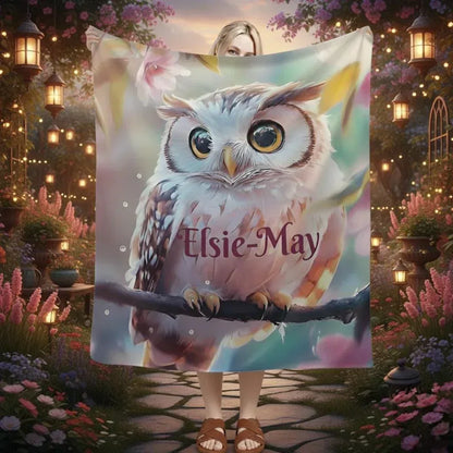 Personalized Owl Blanket: Magical Floral Fleece Throw, Soft Name Gift - Dream Dragons