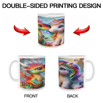 Personalized Unicorn Dragon Coffee Mug, Tea Cup: Hot Chocolate Gift for Fantasy Lovers - Dream Dragons