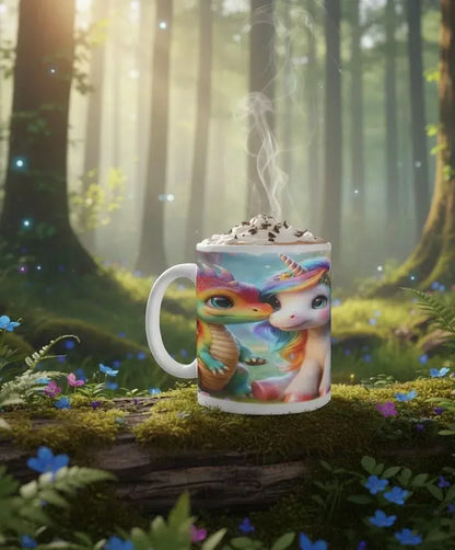 Personalized Unicorn Dragon Coffee Mug, Tea Cup: Hot Chocolate Gift for Fantasy Lovers - Dream Dragons