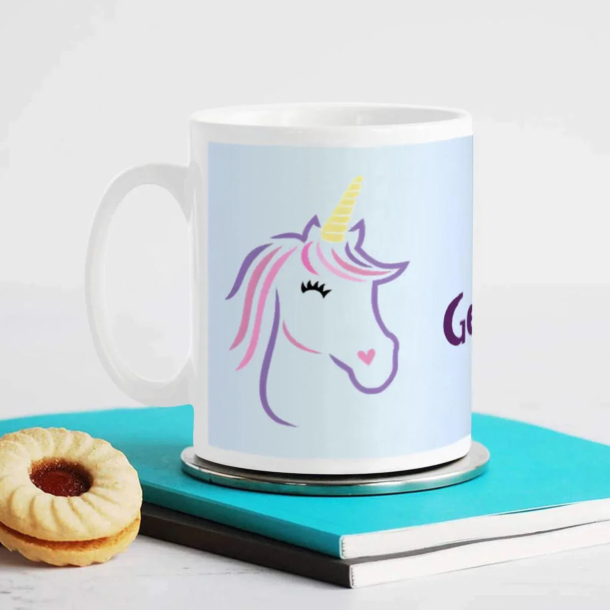 Personalized Ceramic Unicorn Tea & Coffee Mug: 11oz White Cup, Custom Name Gift - Dream Dragons
