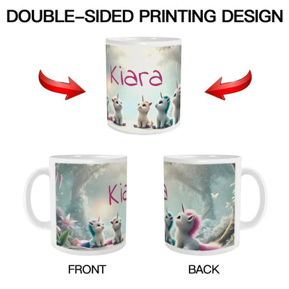 Personalized Unicorn Coffee Mug, Tea Cup: Hot Chocolate Gift for Fantasy Lovers, Name Gift - Dream Dragons