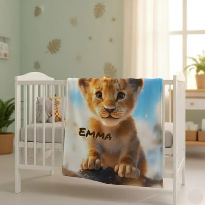 Personalized Baby Lion King Blanket: Soft Flannel Throw, Custom Name Gift - Dream Dragons