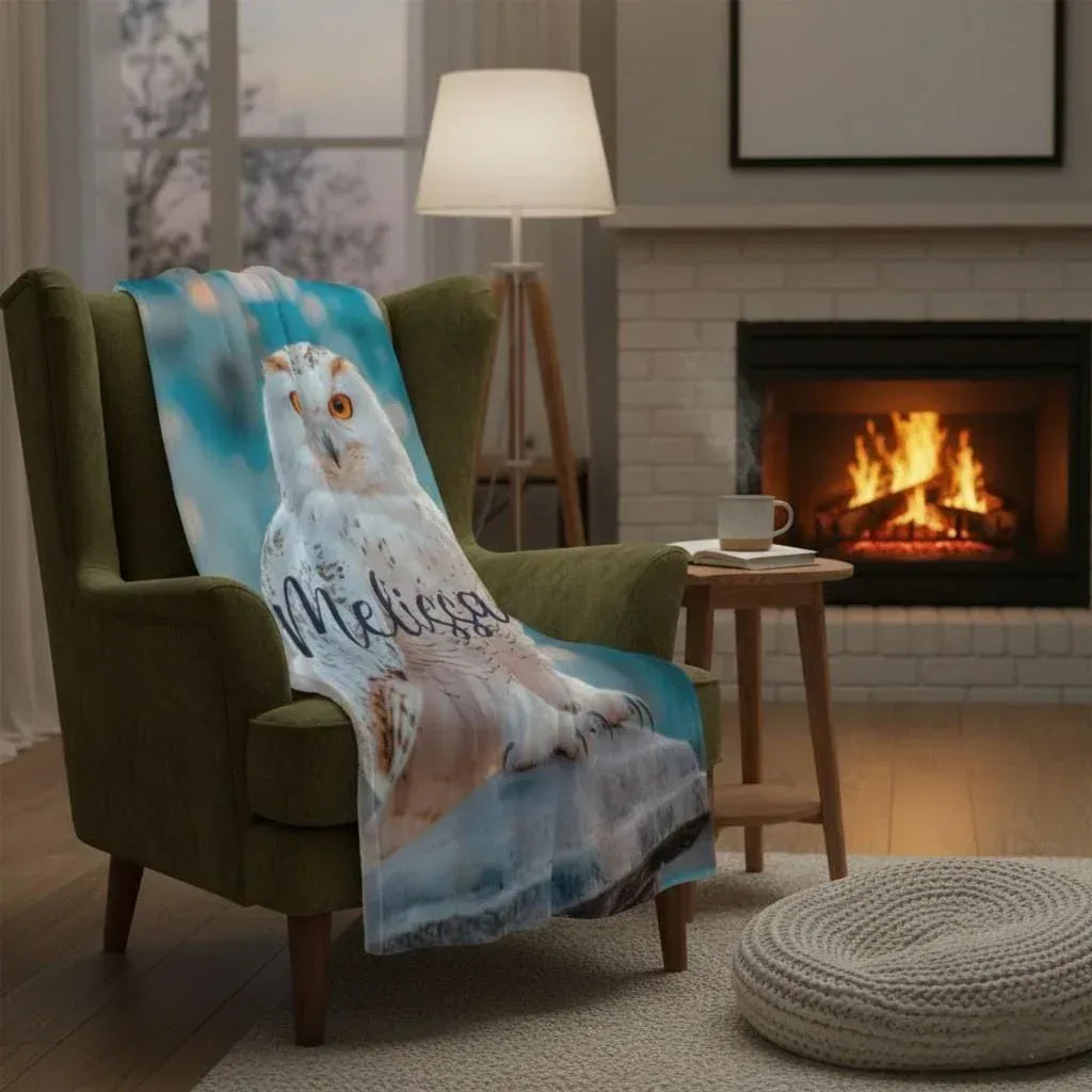 Personalized Wizard Owl Blanket – Magical Flannel Fleece Throw, Name Gift - Dream Dragons