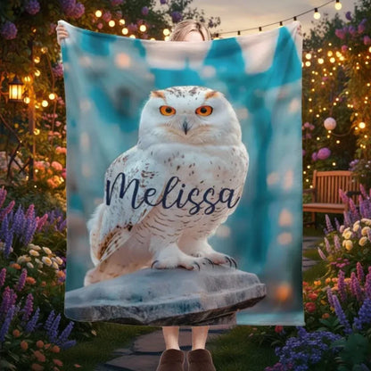 Personalized Wizard Owl Blanket – Magical Flannel Fleece Throw, Name Gift - Dream Dragons