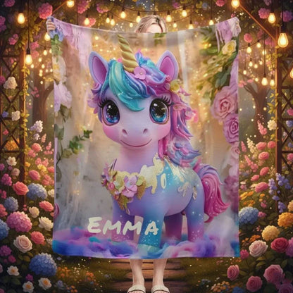 Personalized Unicorn Blanket: Soft Flannel Fleece Throw, Magical Name Gift - Dream Dragons