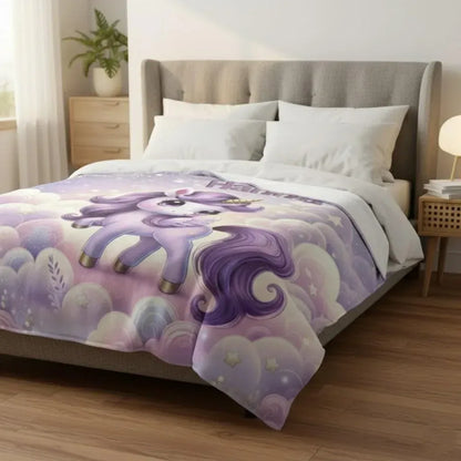 Personalized Unicorn Blanket: Enchanted Purple Fantasy Throw, Flannel Fleece Name Gift - Dream Dragons