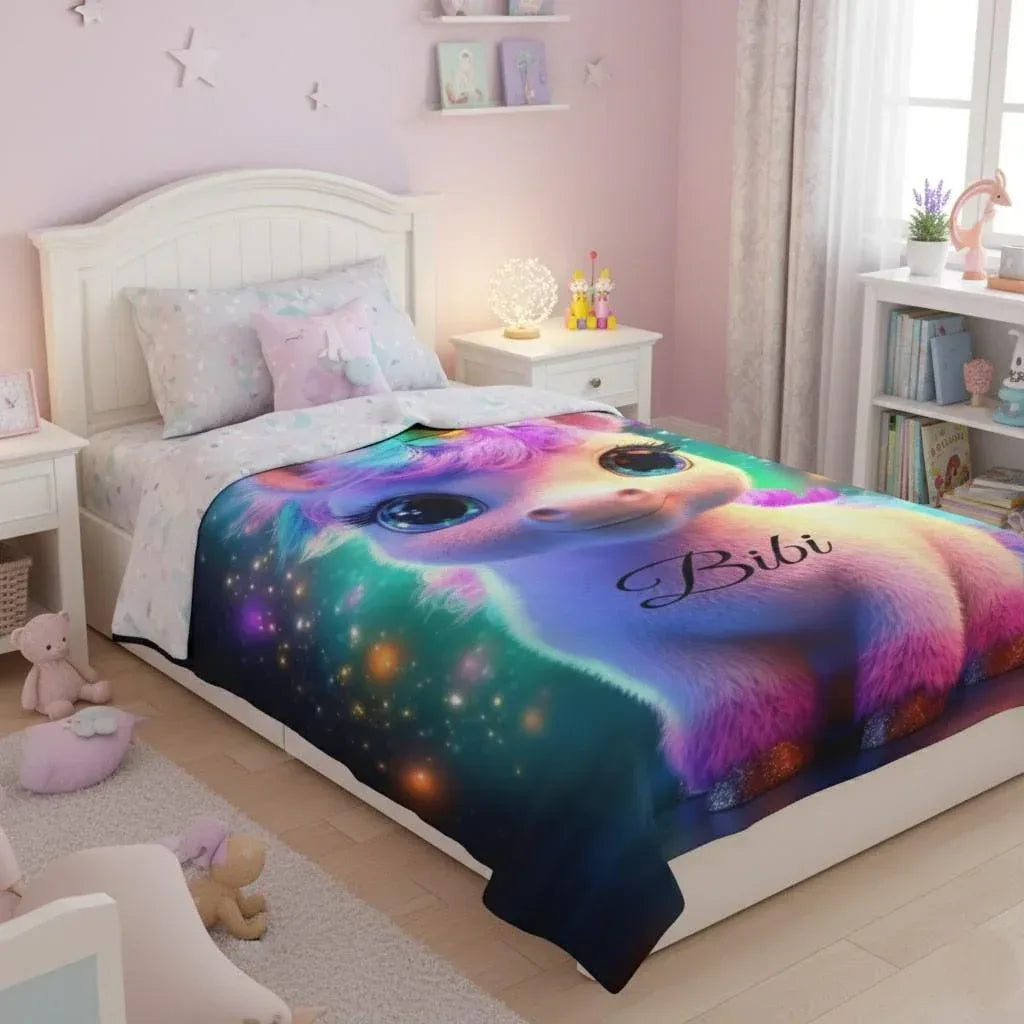 Personalized Cosmic Unicorn Blanket: Magical Galaxy Flannel Fleece Throw, Super Soft - Dream Dragons