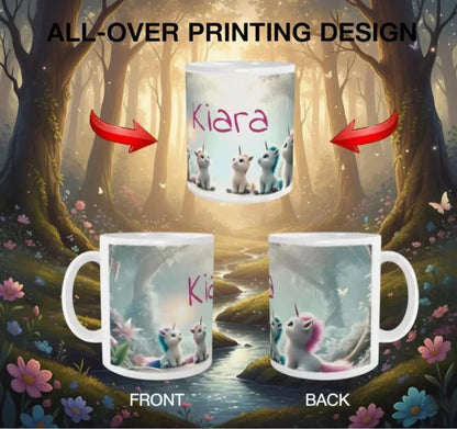 Personalized Unicorn Coffee Mug, Tea Cup: Hot Chocolate Gift for Fantasy Lovers, Name Gift - Dream Dragons