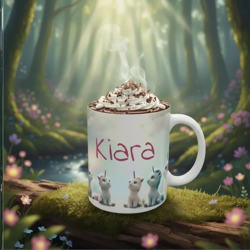 Personalized Unicorn Coffee Mug, Tea Cup: Hot Chocolate Gift for Fantasy Lovers, Name Gift - Dream Dragons