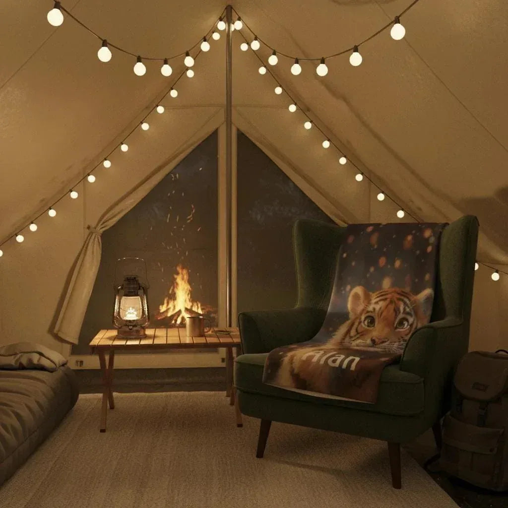 Personalized Baby Tiger Blanket: Soft Microfiber Jungle Nursery Throw, Super Soft Name Gift - Dream Dragons