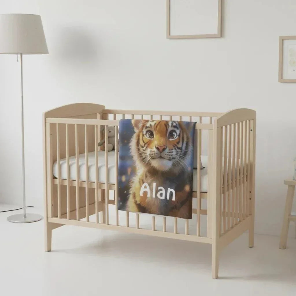 Personalized Baby Tiger Blanket: Soft Microfiber Jungle Nursery Throw, Super Soft Name Gift - Dream Dragons