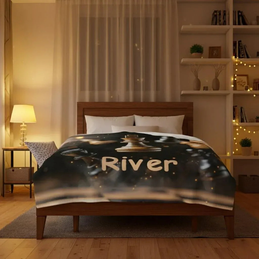 Personalized Chess Blanket: Grandmaster Soft Flannel Fleece Throw, Custom Name Gift - Dream Dragons