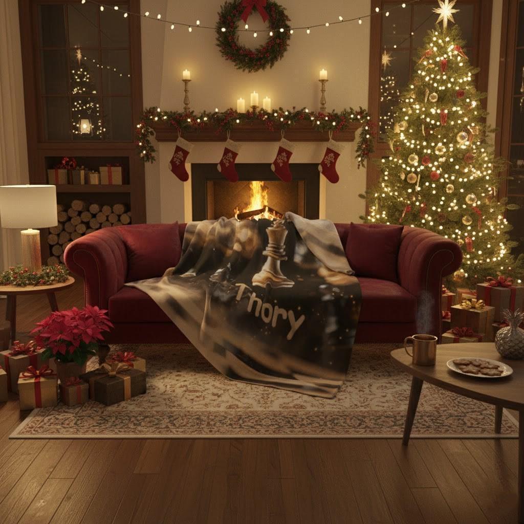 Personalized Chess Blanket: Grandmaster Soft Flannel Fleece Throw, Custom Name Gift - Dream Dragons