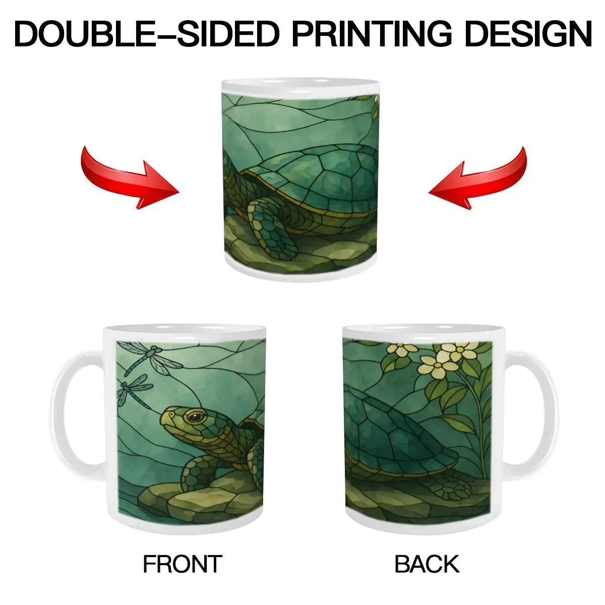 Stained Glass Sea Turtle Mug: Ocean Home Decor, Hot Chocolate, Coffee Mug, Tea Cup - Dream Dragons