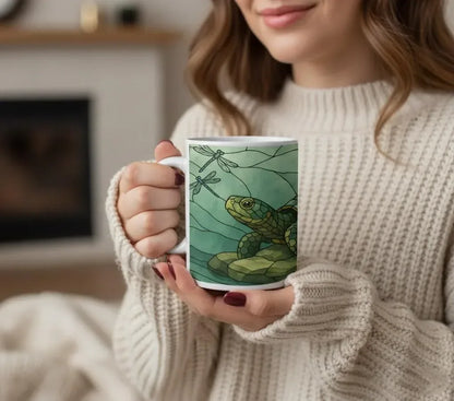 Stained Glass Sea Turtle Mug: Ocean Home Decor, Hot Chocolate, Coffee Mug, Tea Cup - Dream Dragons