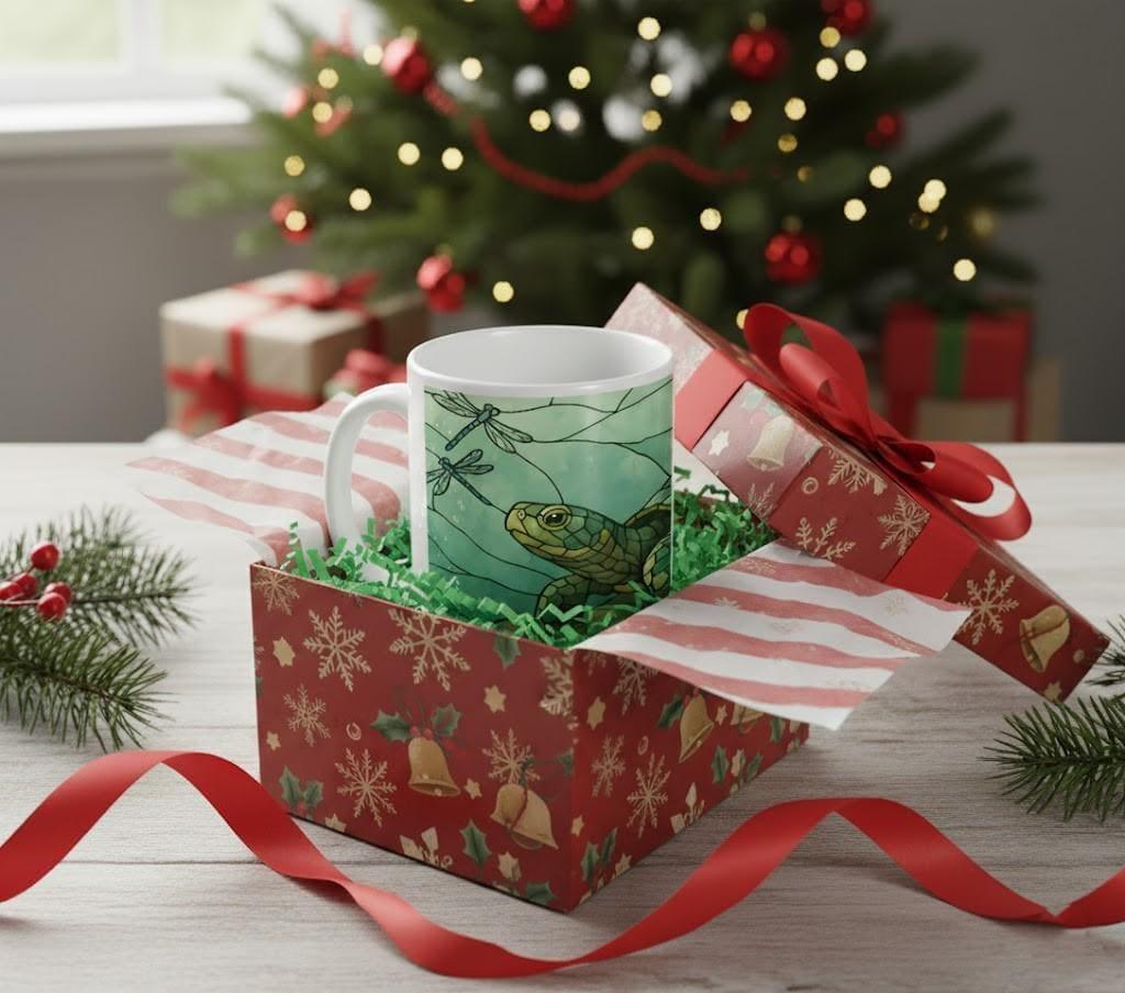 Stained Glass Sea Turtle Mug: Ocean Home Decor, Hot Chocolate, Coffee Mug, Tea Cup - Dream Dragons
