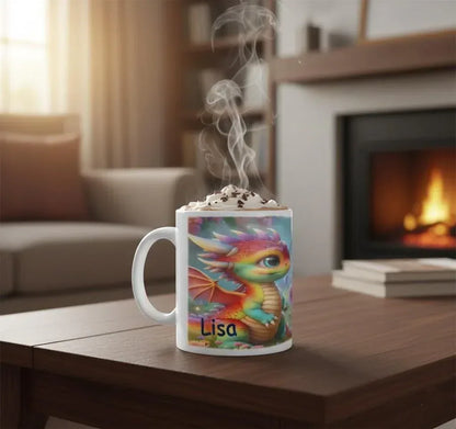 Personalized Unicorn Dragon Coffee Mug, Tea Cup: Hot Chocolate Gift for Fantasy Lovers - Dream Dragons