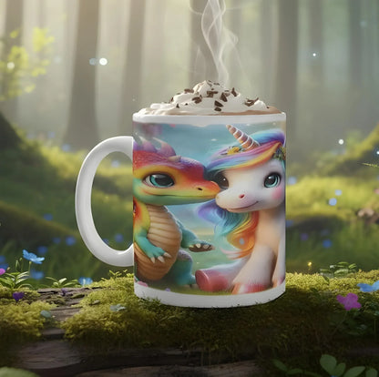 Personalized Unicorn Dragon Coffee Mug, Tea Cup: Hot Chocolate Gift for Fantasy Lovers - Dream Dragons