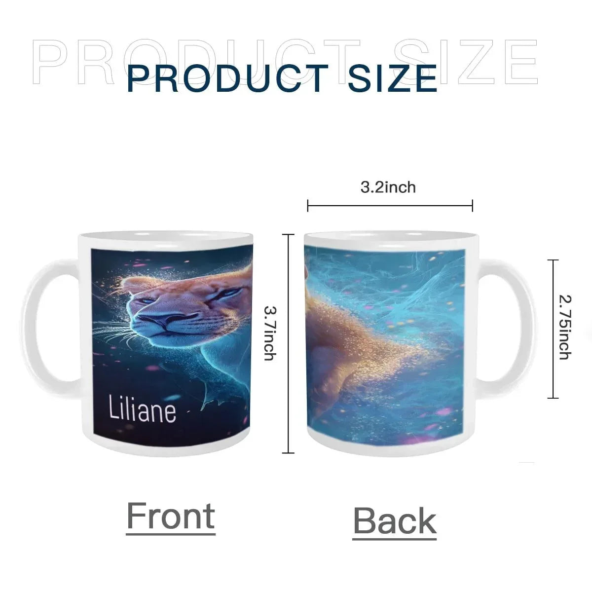 Personalized Custom Name Coffee Mug | Lion Hot Chocolate Gift | Nebula Predator Cat Tea Cup - Dream Dragons