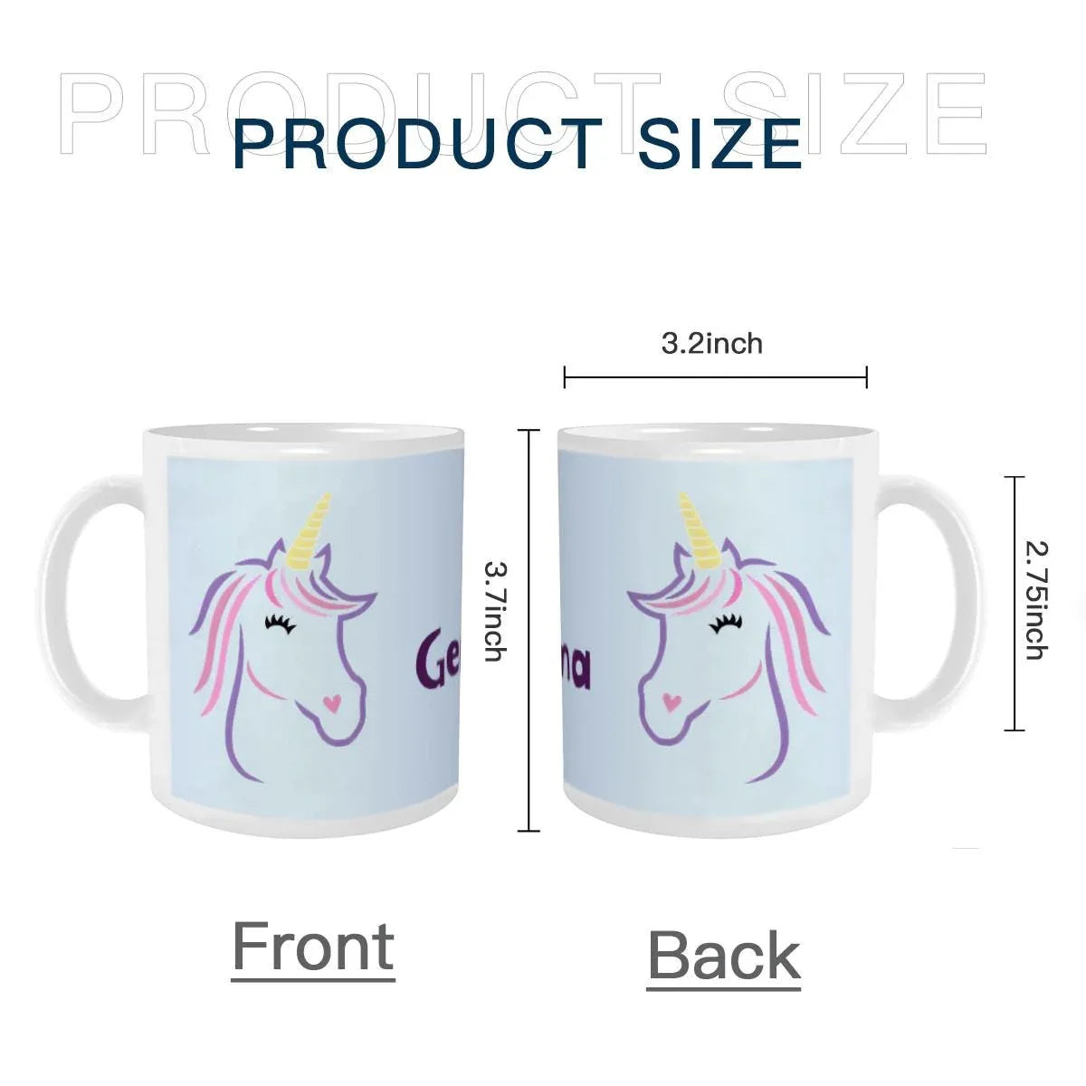 Personalized Ceramic Unicorn Tea & Coffee Mug: 11oz White Cup, Custom Name Gift - Dream Dragons