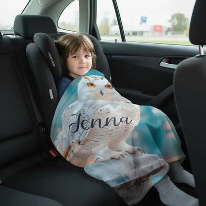 Personalized Wizard Owl Blanket – Magical Flannel Fleece Throw, Name Gift - Dream Dragons