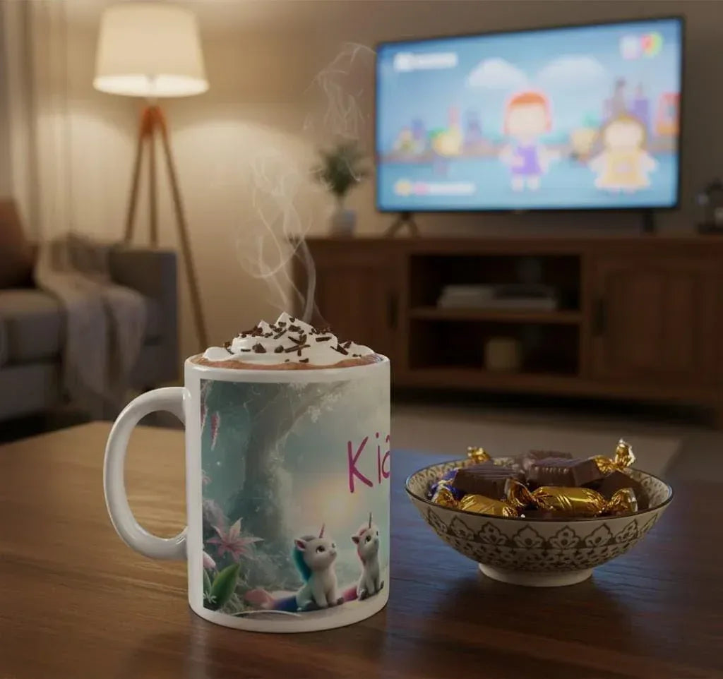 Personalized Unicorn Coffee Mug, Tea Cup: Hot Chocolate Gift for Fantasy Lovers, Name Gift - Dream Dragons