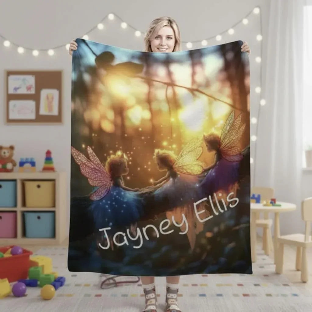 Personalized Fairy Blanket: Enchanted Wonderland Fantasy Throw - Dream Dragons