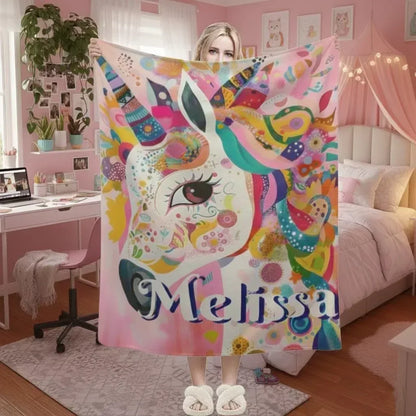 Personalized Unicorn Blanket with Name - Dreamy Soft Fleece Throw for Kids and Adults - Dream Dragons