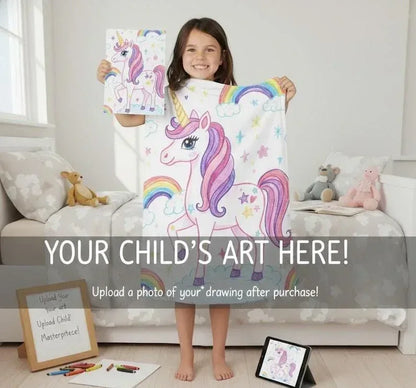 Personalized Picture Photo Blanket: Enchanted Kids Fantasy Fleece Throw - Dream Dragons