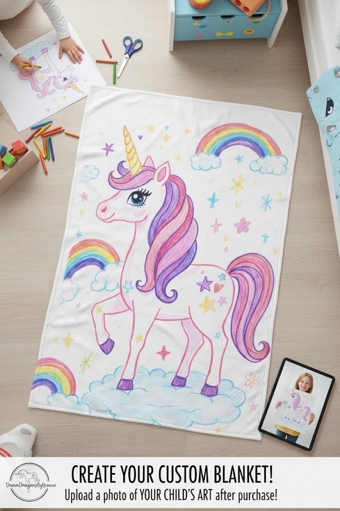 Personalized Picture Photo Blanket: Enchanted Kids Fantasy Fleece Throw - Dream Dragons