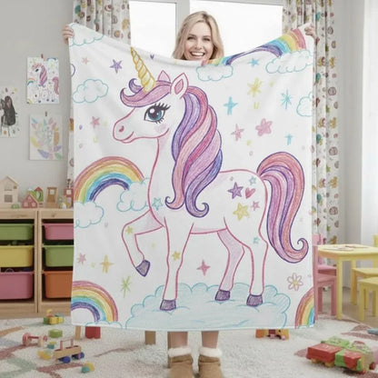 Personalized Picture Photo Blanket: Enchanted Kids Fantasy Fleece Throw - Dream Dragons