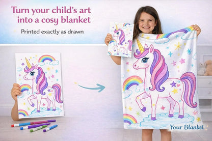 Personalized Picture Photo Blanket: Enchanted Kids Fantasy Fleece Throw - Dream Dragons