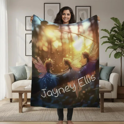 Personalized Fairy Blanket: Enchanted Wonderland Fantasy Throw - Dream Dragons
