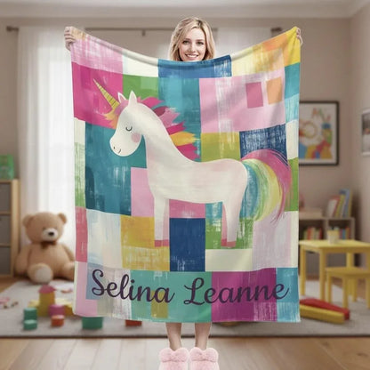 Personalized Unicorn Blanket: Custom Flannel Fleece, Super Soft Name Gift - Dream Dragons