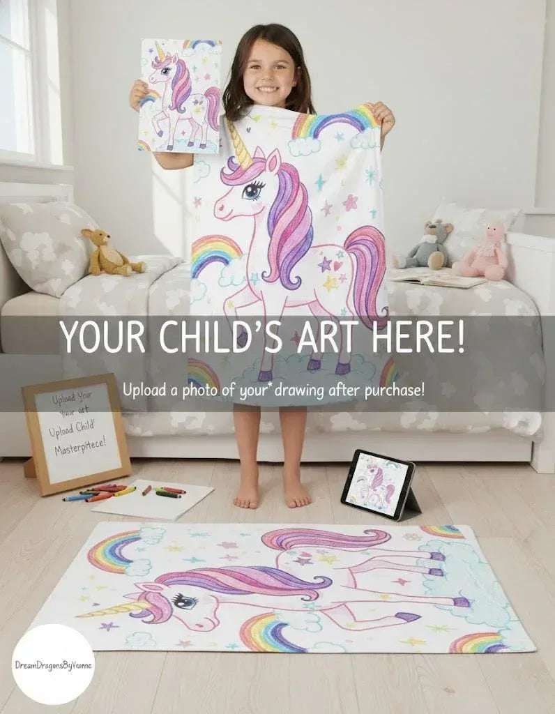 Personalized Picture Photo Blanket: Enchanted Kids Fantasy Fleece Throw - Dream Dragons