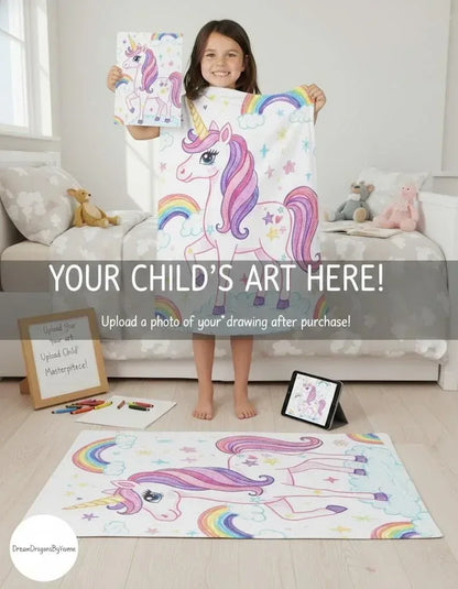 Personalized Picture Photo Blanket: Enchanted Kids Fantasy Fleece Throw - Dream Dragons