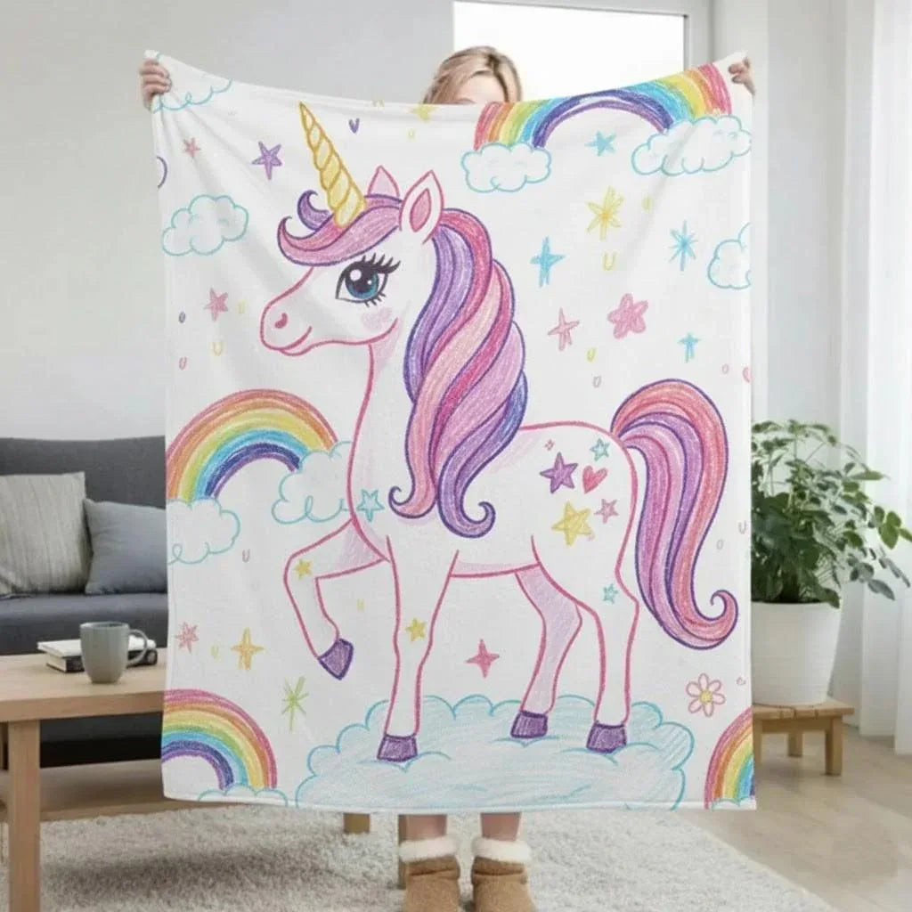 Personalized Picture Photo Blanket: Enchanted Kids Fantasy Fleece Throw - Dream Dragons