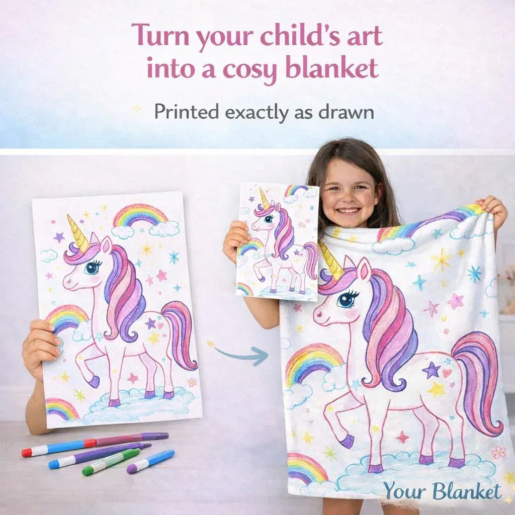 Personalized Picture Photo Blanket: Enchanted Kids Fantasy Fleece Throw - Dream Dragons