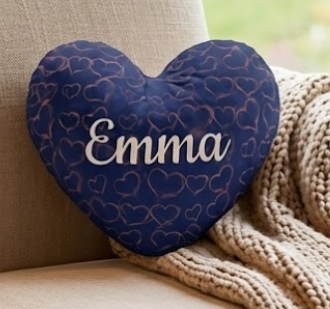 Personalized Heart Pillow with Name | Pink or Blue | 40x40cm & 45x45cm | Cotton filling