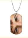 Eye photo pendant necklace with short silver chain and oval photo charm