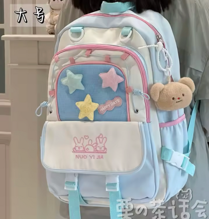 Kawaii Star Chaser Backpack – Celestial Nylon Bag | 6 Colours | Small & Large
