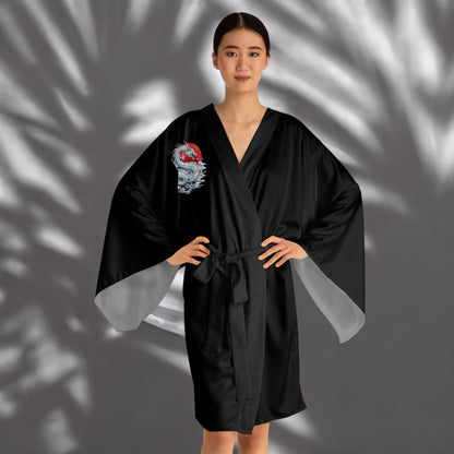Emperor Dragon Kimono Robe - Long Sleeve Fantasy Dragon Wrap for Lounging, Resort Wear, and Statement Layering XS to 2XL