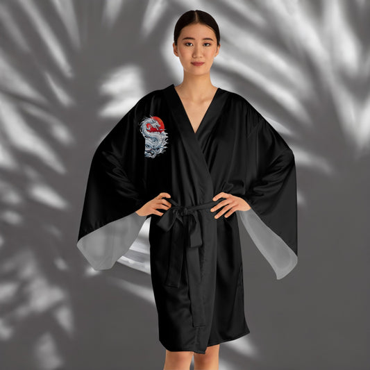 Emperor Dragon Kimono Robe - Long Sleeve Fantasy Dragon Wrap for Lounging, Resort Wear, and Statement Layering XS to 2XL