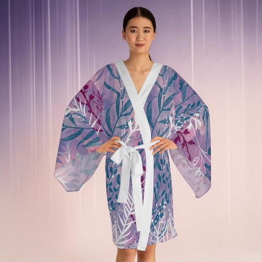 Ocean Scene Kimono - Lightweight Ocean-Inspired Wrap Robe and Beach Cover-Up with Belted Open Front, XS to 2XL